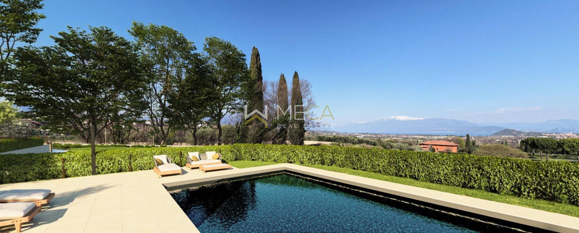Polpenazze, trilocale con vista lago, giardino privato, piscina e garage doppio