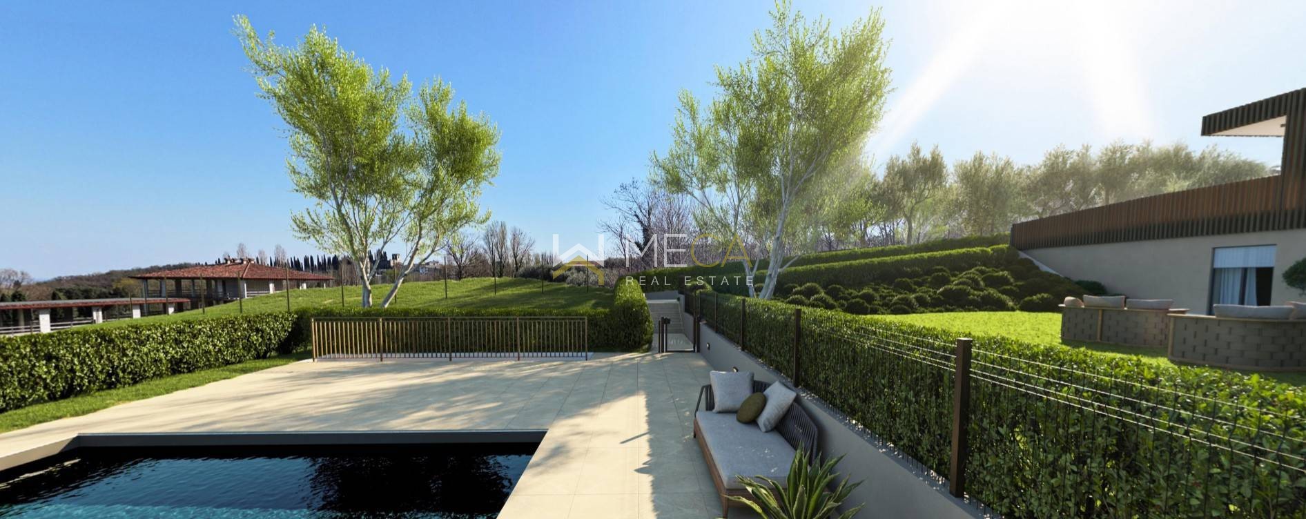 Polpenazze, trilocale con vista lago, giardino privato, piscina e garage doppio